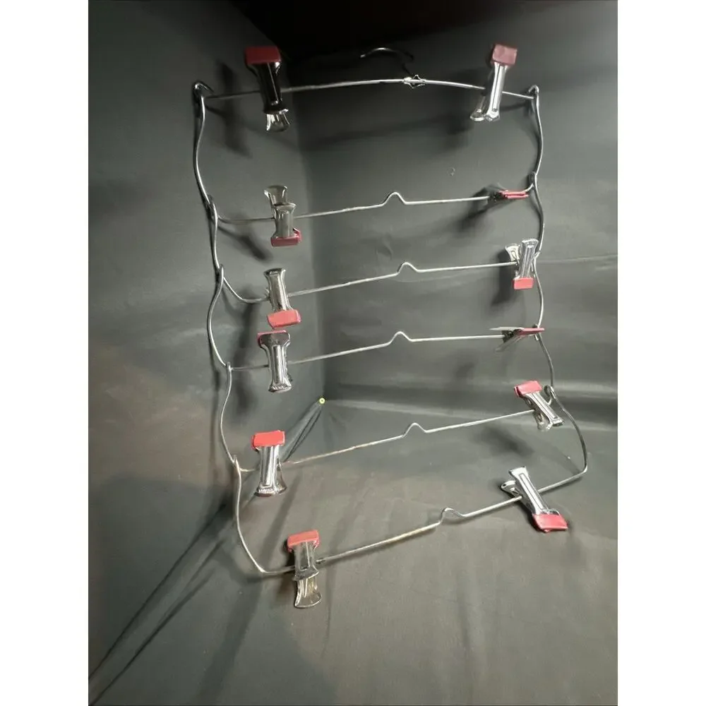 Set Of 6 Mid-Century Metal Tiered Hanger For Pants Skirts